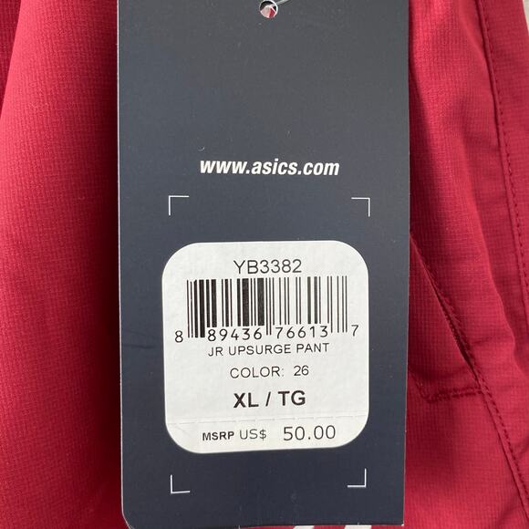 NEW ASICS Junior's Upsurge Windbreaker Jogger Track Pants Red Size XL Athleisure - Picture 4 of 5